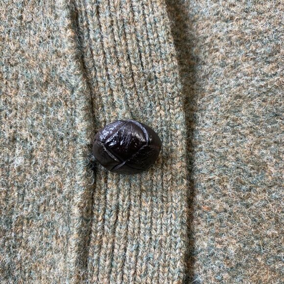 VTG Rugby Ralph Lauren Cardigan Womens‎ M 100% Wool Sweater Suede Elbow Patches - Picture 7 of 16